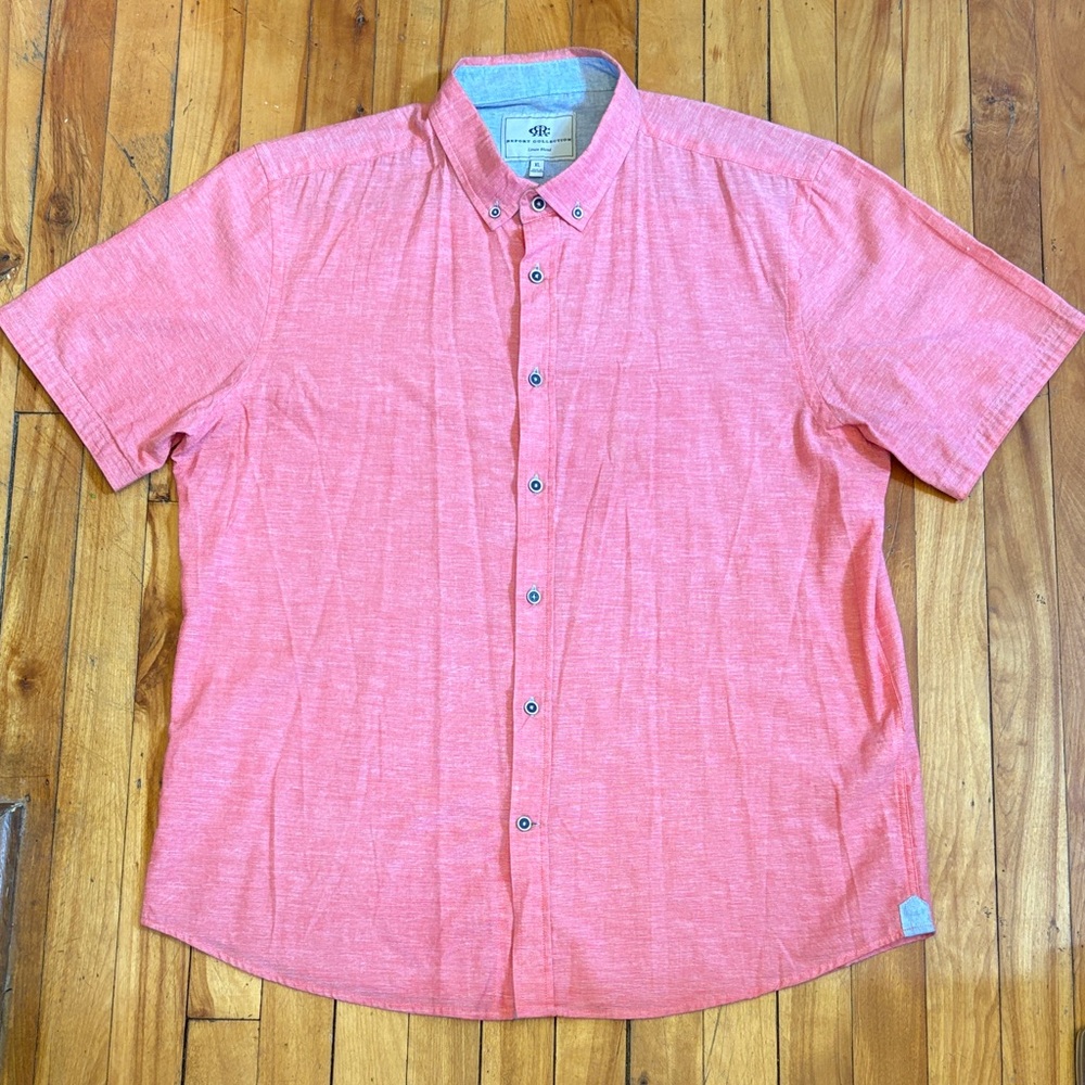 Report Collection Coral Button-Down Short Sleeve Shirt - Men's Size XL